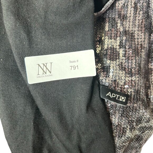 #791 APT.9 Leopard Print Black and Silver Sequin Scarf - Picture 3 of 3